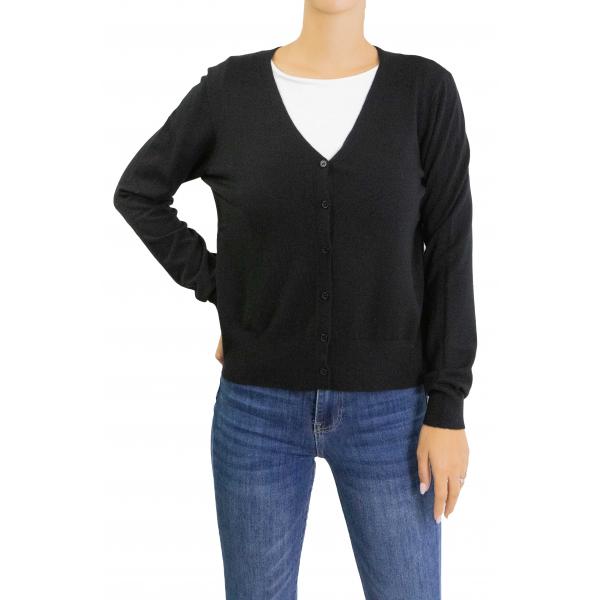 Cardigan con bottoni tinta unita con scollo a V